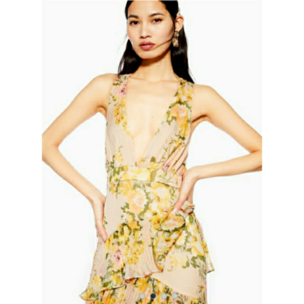Topshop Womens Summer Floral Ruffles Maxi Dress